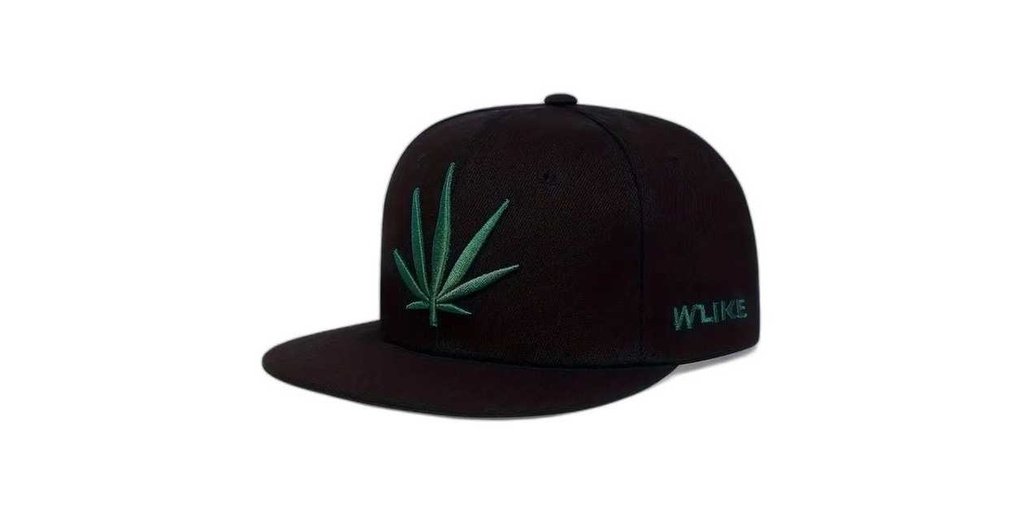 Black Cap with Green Leaf Design