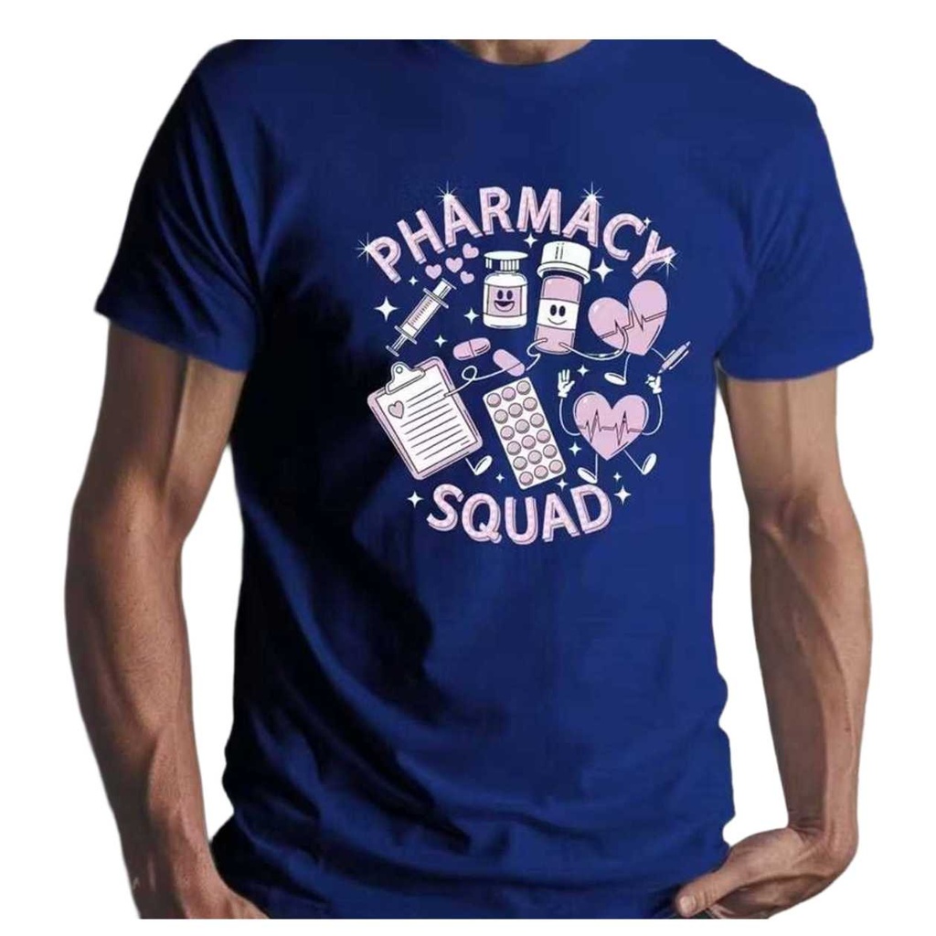 PHARMACY SQUAD' BLUE GRAPHIC T-SHIRT (SIZE M)