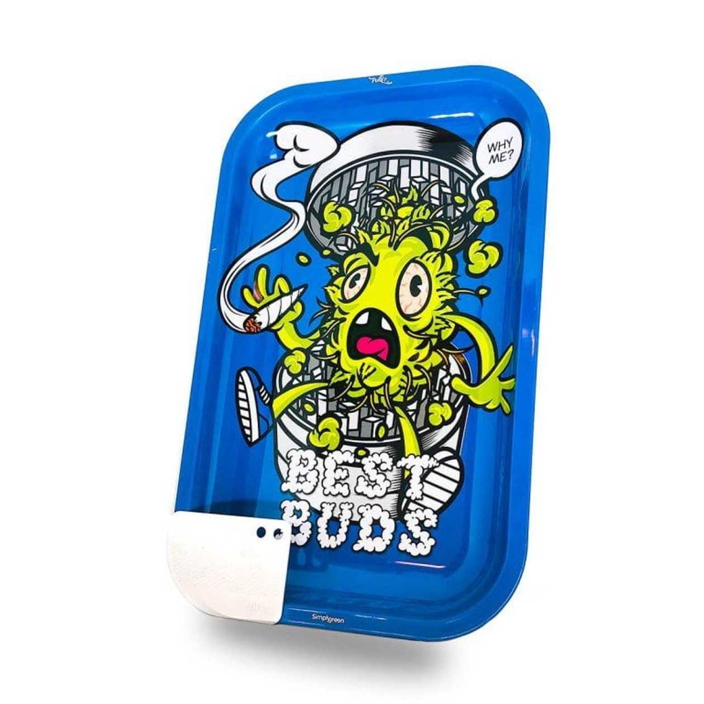 BESTBUDS GRIND ME LARGE ROLLING TRAY WITH MAGNETIC GRINDER CARD