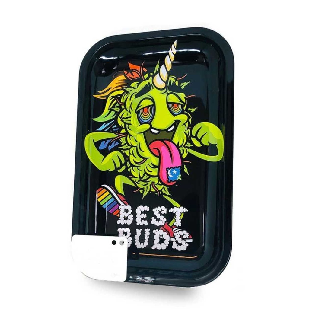 BESTBUDS LSD LARGE ROLLING TRAY WITH MAGNETIC GRINDER CARD