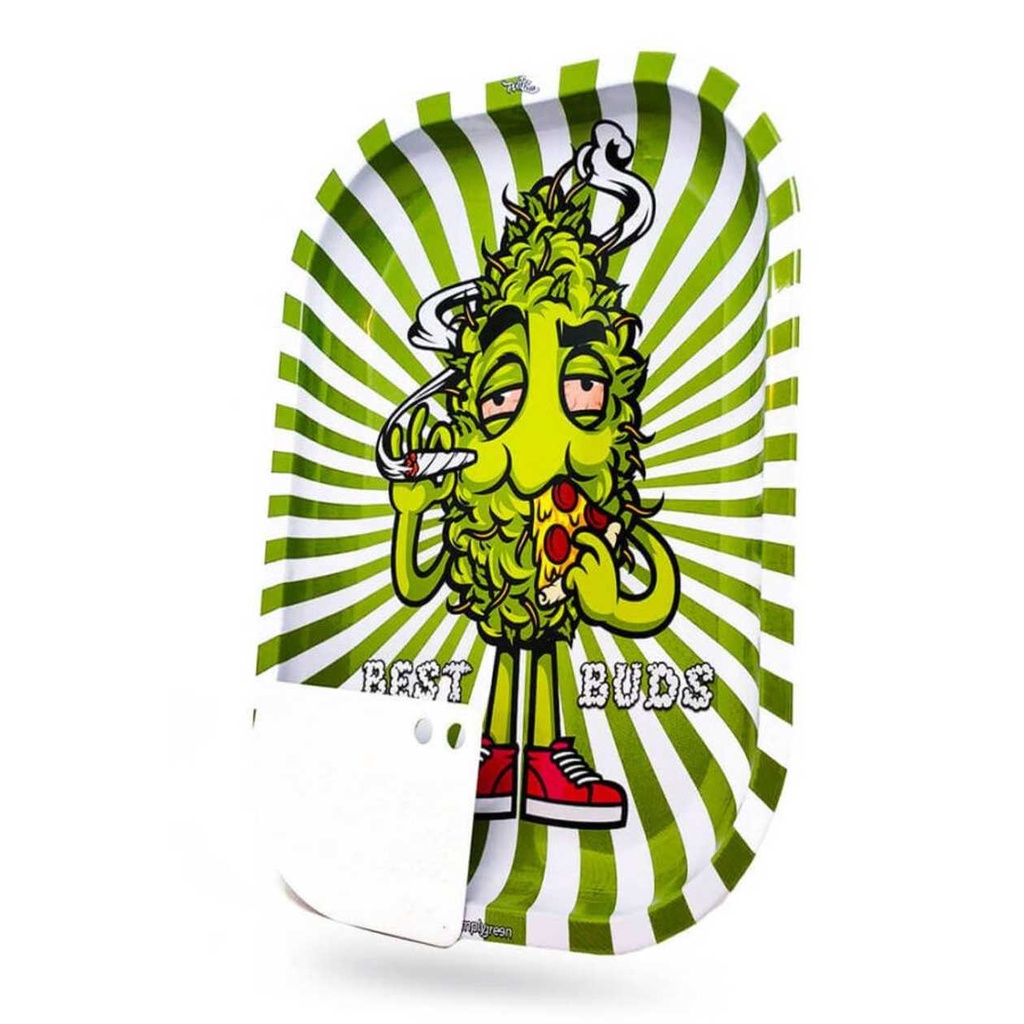 BESTBUDS PIZZA LARGE ROLLING TRAY WITH MAGNETIC GRINDER CARD