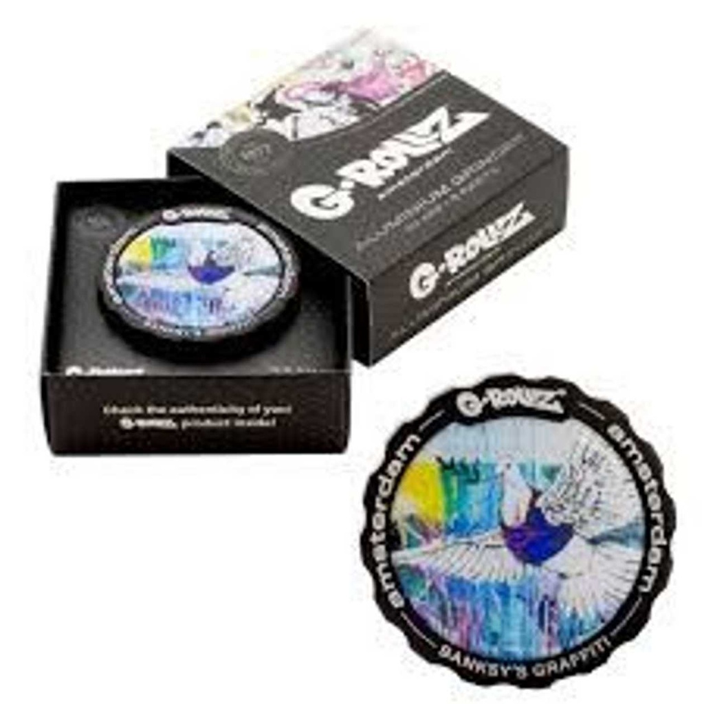 BANKSY GRAFFITI 'BULLETPROOF DOVE' 3PART GRINDER, 53MM (G-ROLLZ)