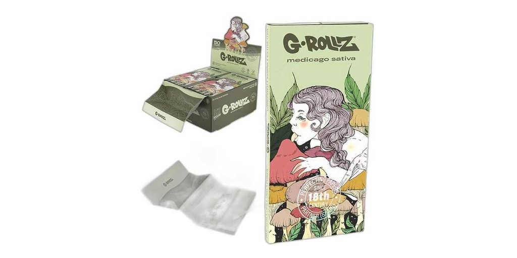 G-Rollz | 'Mushroom Lick' Medicago Sativa - 50 KS Slim Papers + Tips & Tray