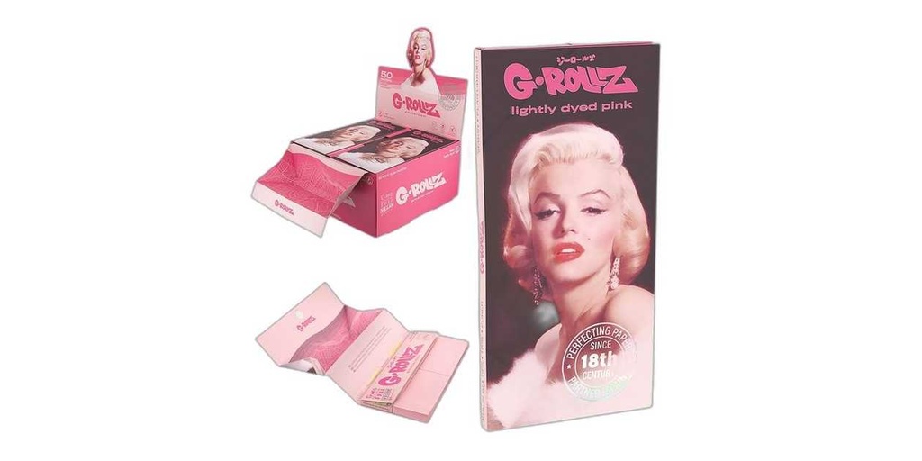 G-Rollz | 'Fabulous Face' Lightly Dyed Pink - 50 KS Slim Papers + Tips & Tray