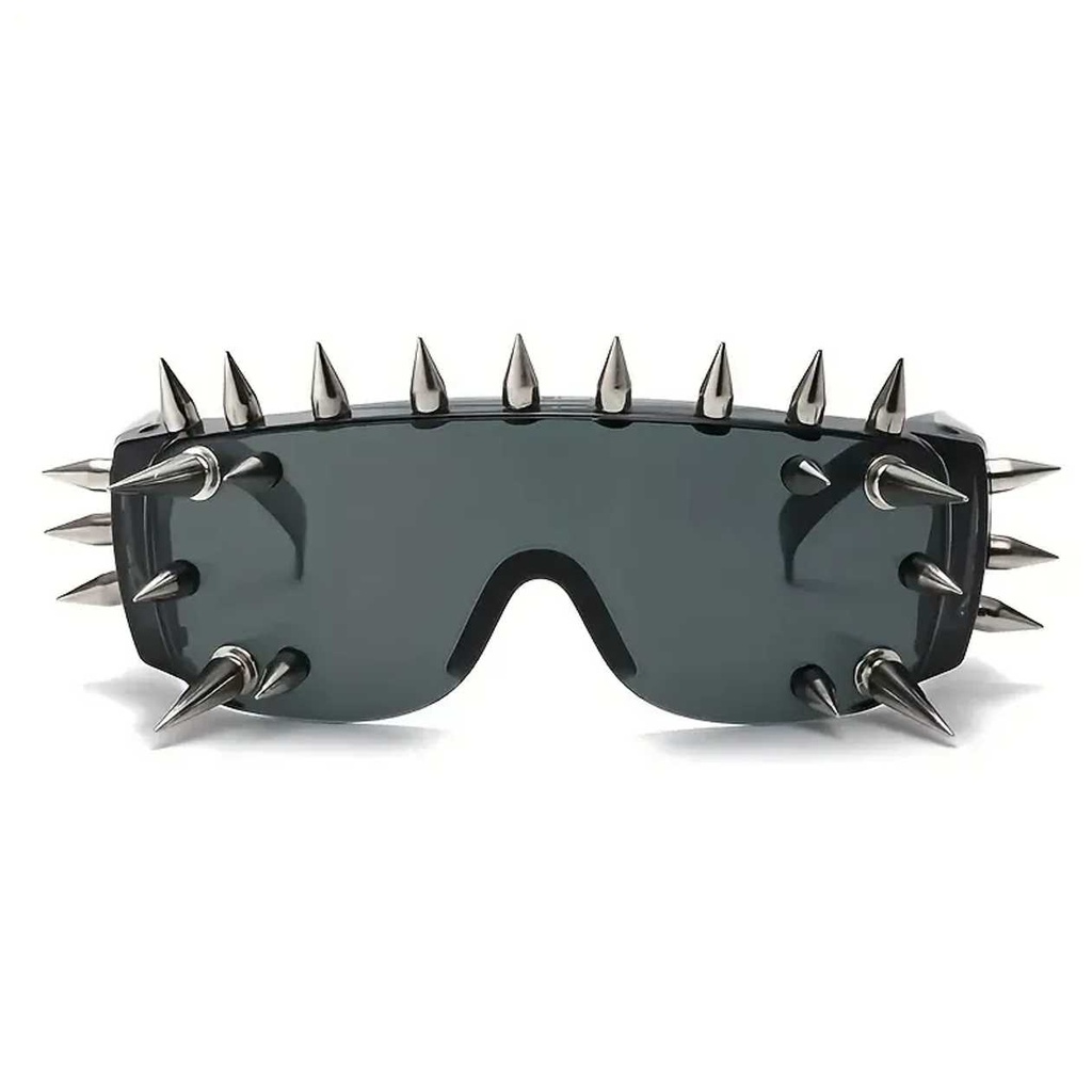 BLACK RIVET PUNK SHIELD-SHAPED STUDS SUNGLASSES
