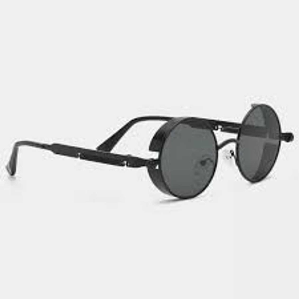 BLACK ROUND FRAME VINTAGE BLACK STEAMPUNK GLASSES