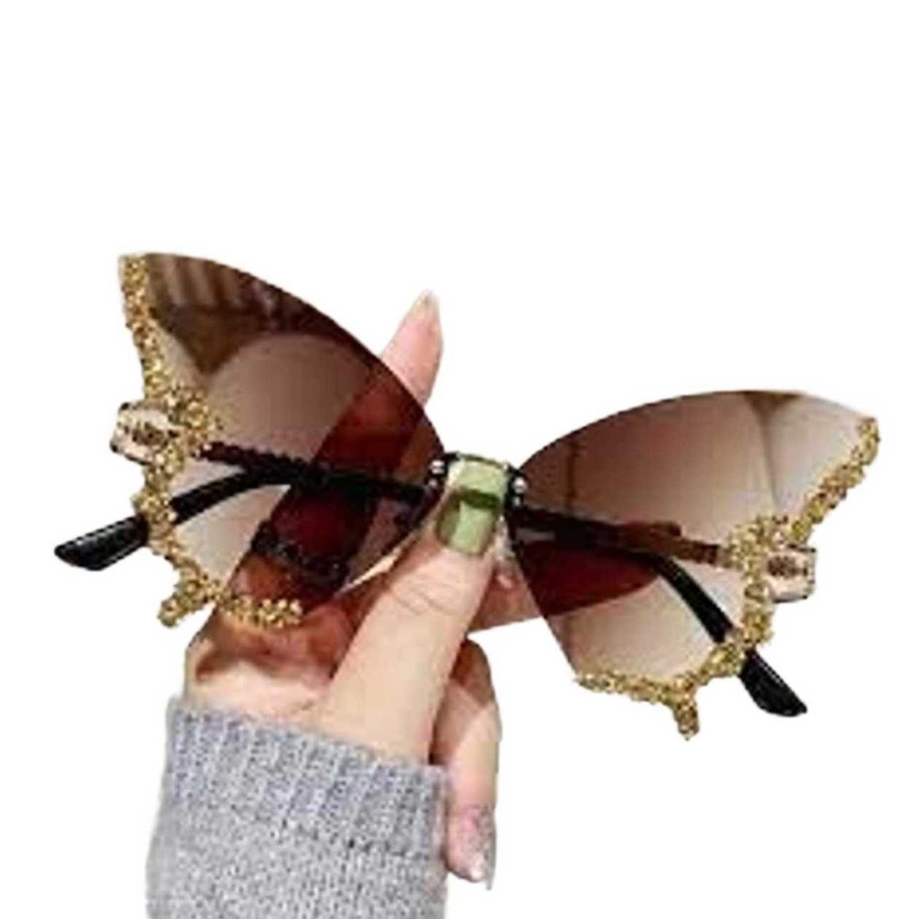 BROWN BUTTERFLY RIMLESS GLASSES