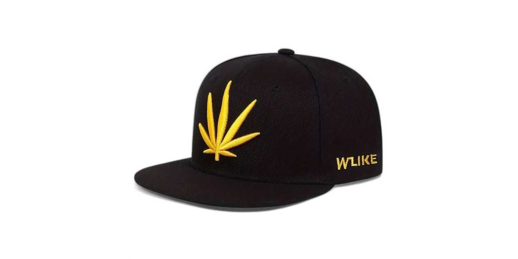 Black Cap with Yellow Leaf Design