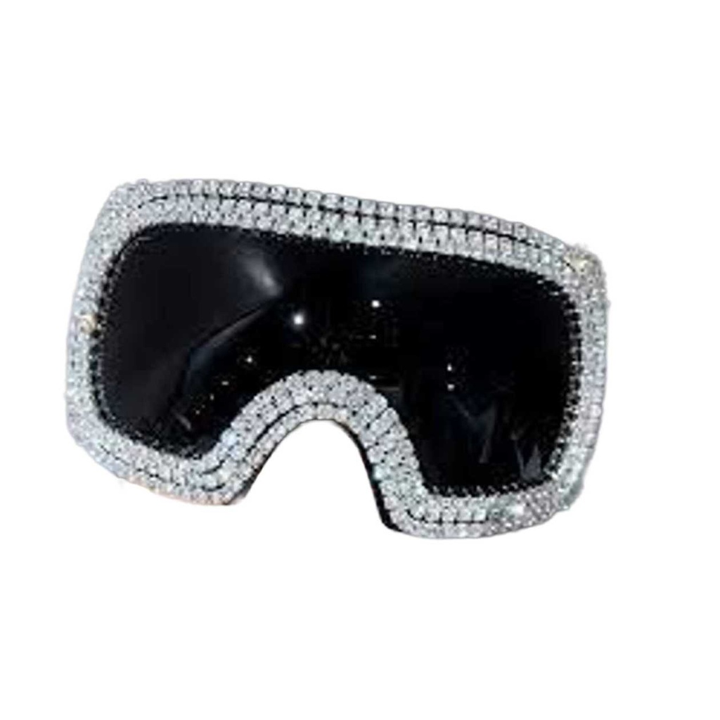 Black Oversized Glasses With Rhinestones
