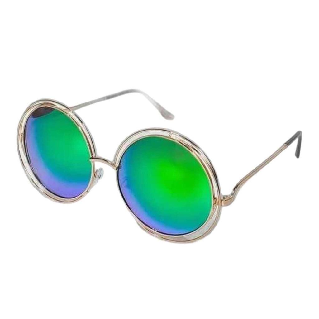 Blue & Green Round Frame Chic Vintage Glasses