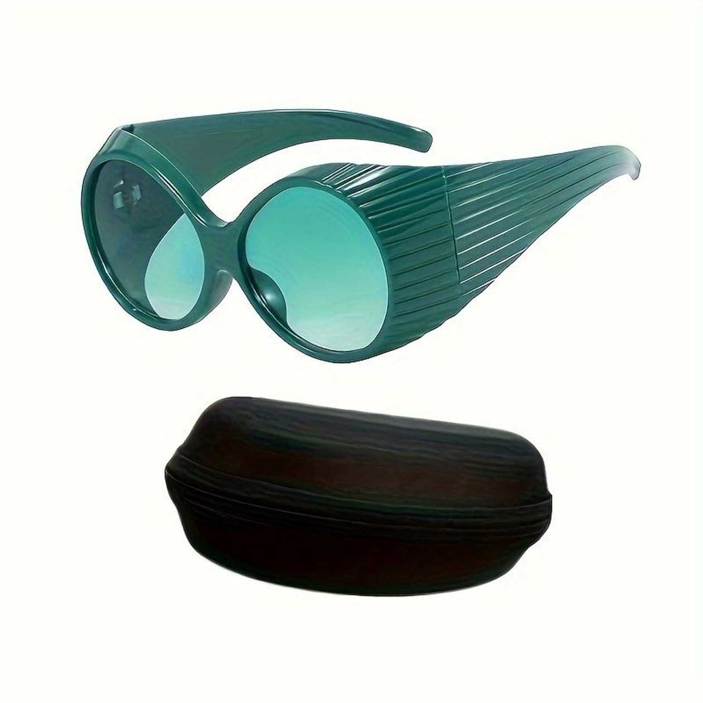 GREEN AVANT-GARDE BIZARRE SHAPED GLASSES