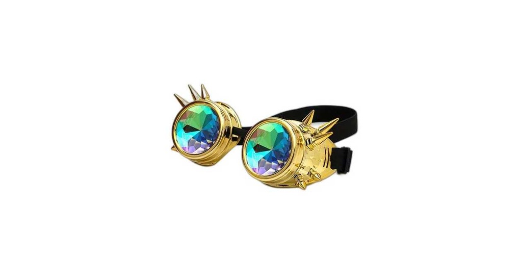 Gold Rivet Steampunk Gothic Kaleidoscope Goggles