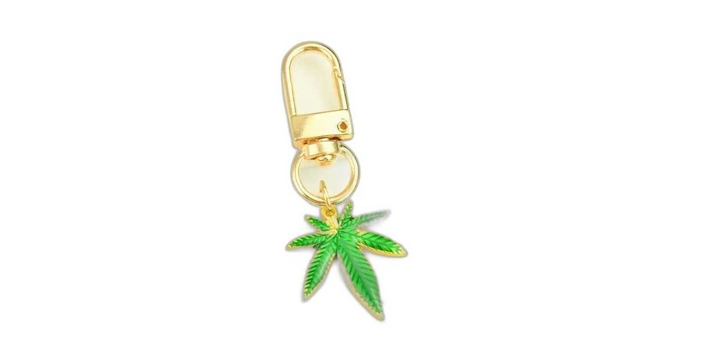 Green Maple Leaf Keychain