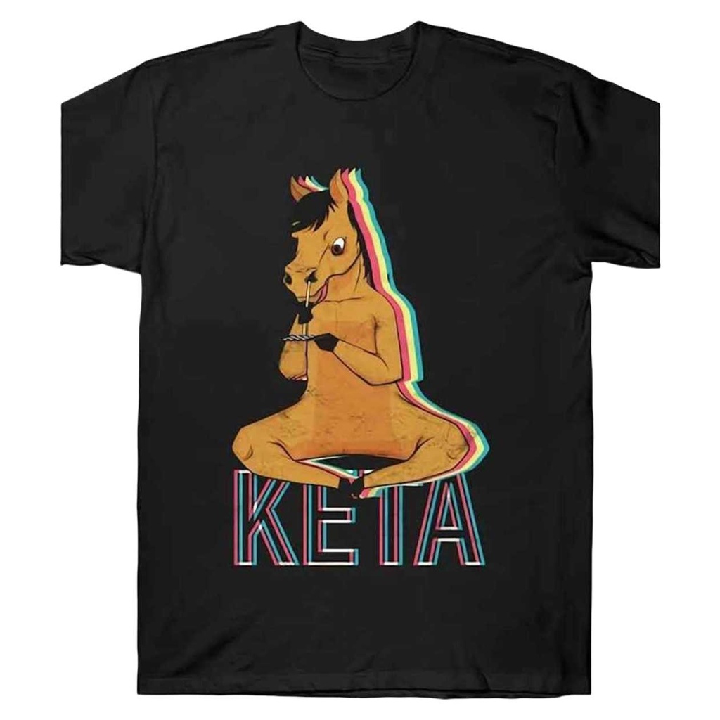 KETA' HORSE BLACK GRAPHIC T-SHIRT (SIZE M)