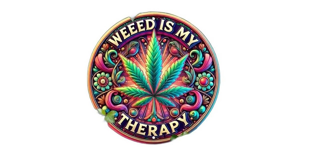 Vintage Metal Sign - "Weed Is My Therapy"