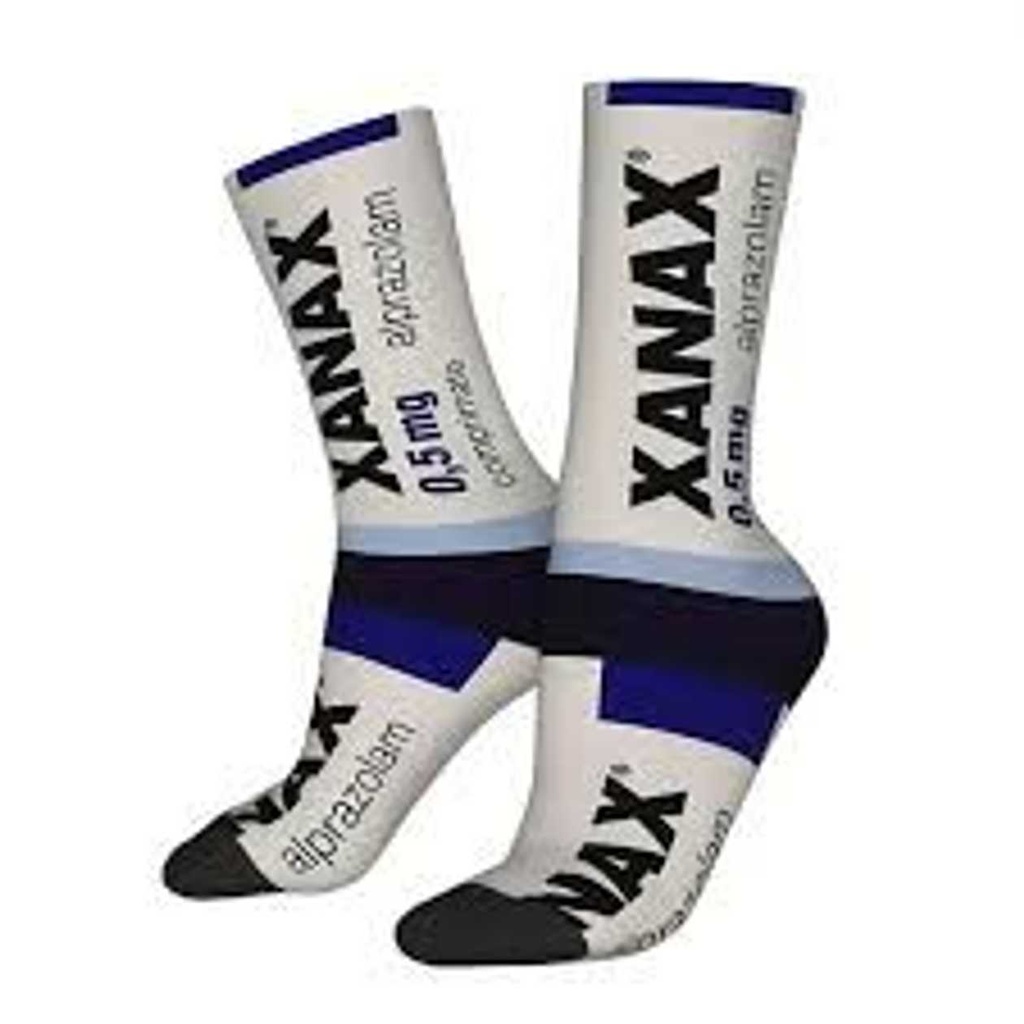 WHITE & BLUE XANAX COMPRESSION SOCKS