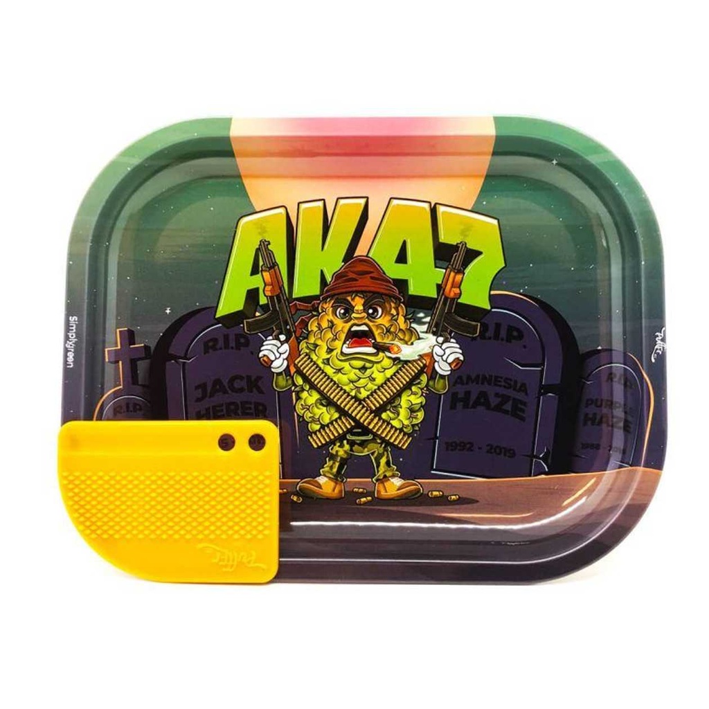 BESTBUDS MISSION AK47 SMALL ROLLING TRAY WITH MAGNETIC GRINDER CARD