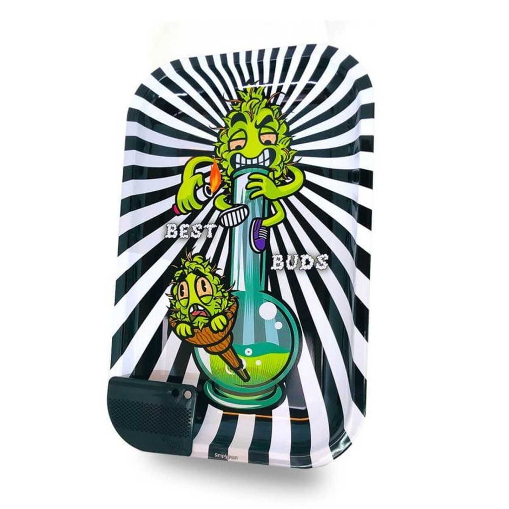 BESTBUDS SMOKE ME MEDIUM ROLLING TRAY WITH MAGNETIC GRINDER CARD