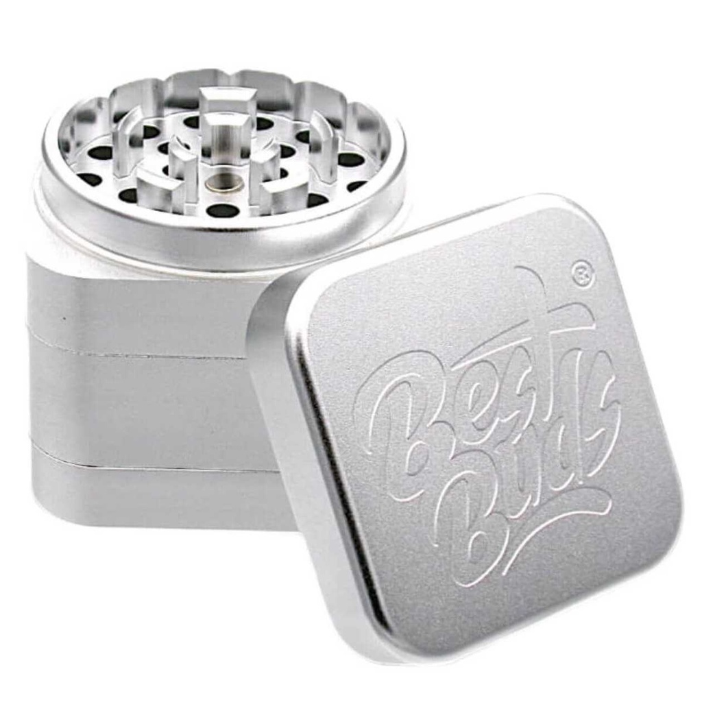 Best Buds The Cube Aluminium Grinder 4 Parts (50mm) - Silver