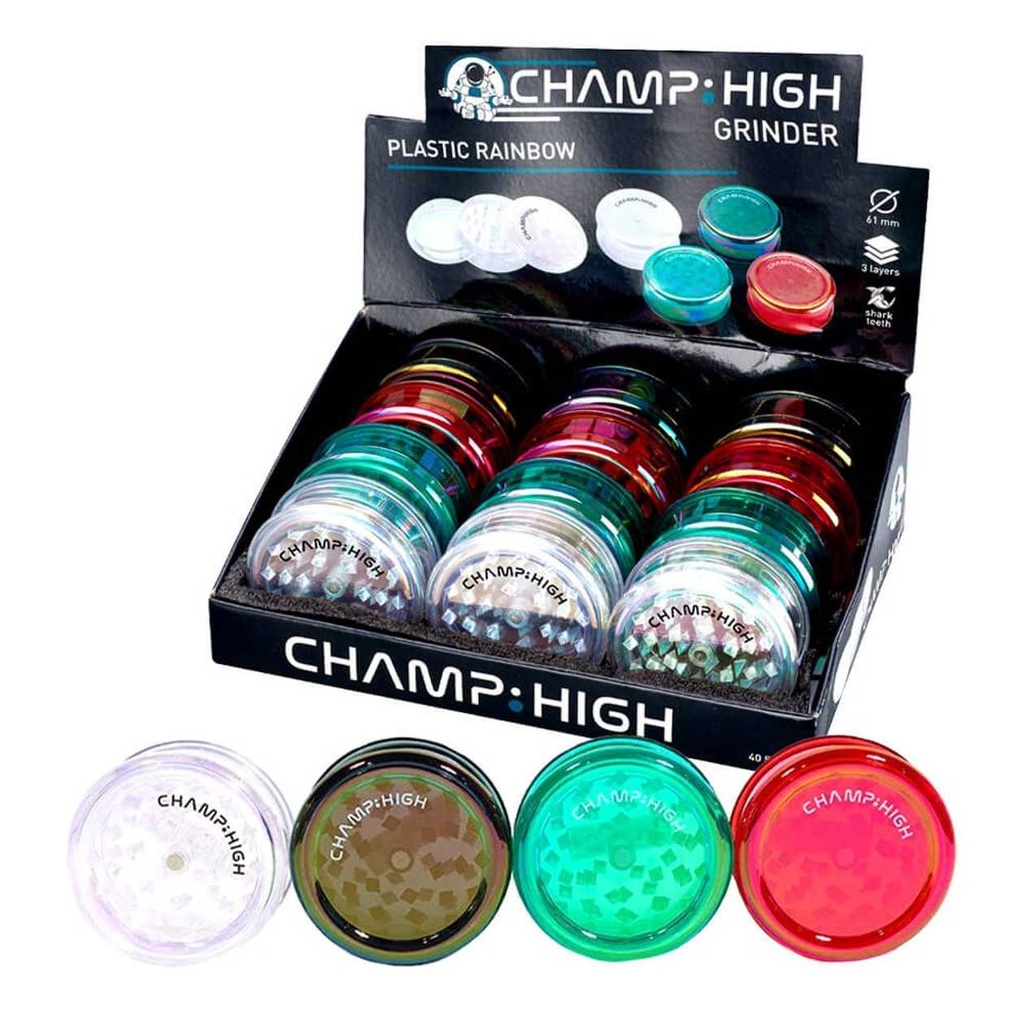Champ High Plastic Grinder Rainbow 3 Parts – 61mm