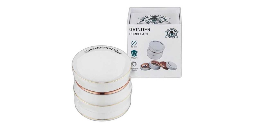 Champ High Porcelain Grinder White 4 Parts - 63mm