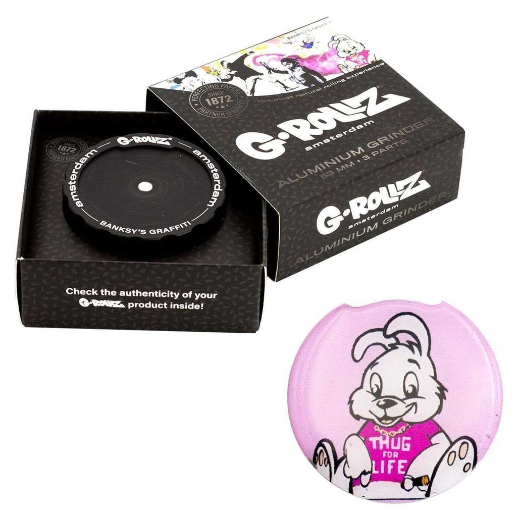 BANKSY GRAFFITI 'THUG FOR LIFE' 3PART GRINDER 53MM (G-ROLLZ)
