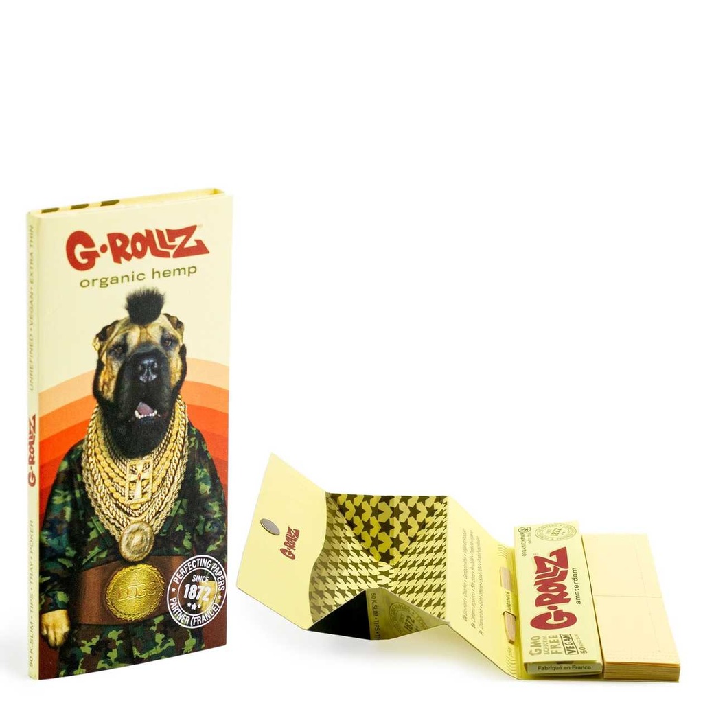G-Rollz "Diamond T" Dog – Organic Hemp Extra Thin KS Slim Papers + Tips & Tray