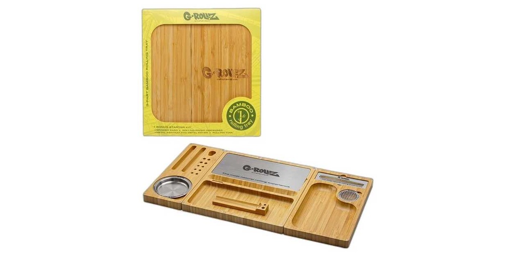 G-Rollz | 3-Piece Deluxe Bamboo Tray 26x49cm | Folded: 26x24.5cm