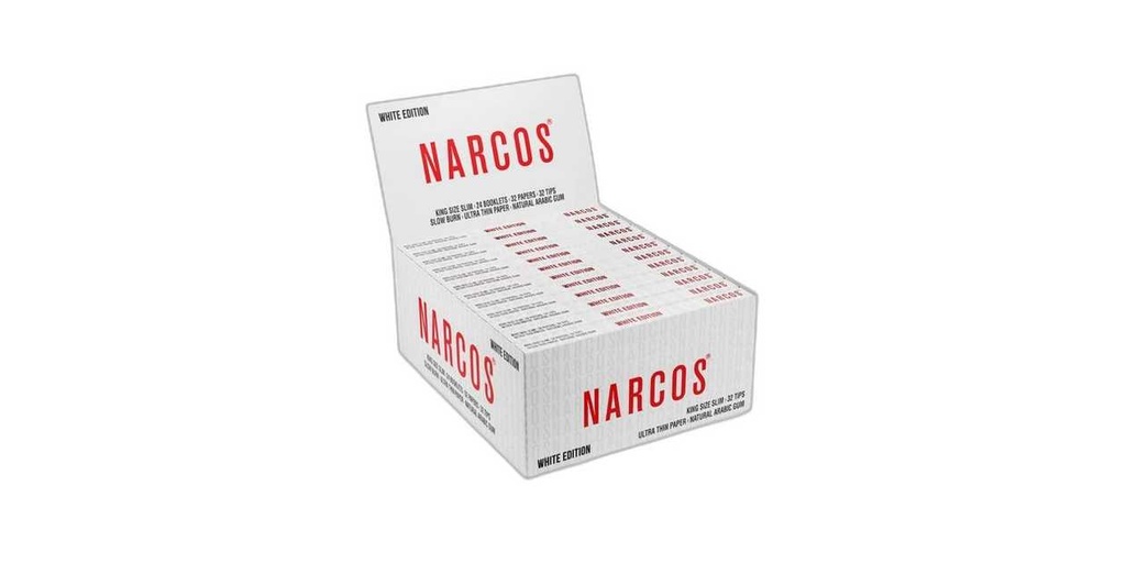 Narcos White Edition King Size Slim Rolling Papers + Tips