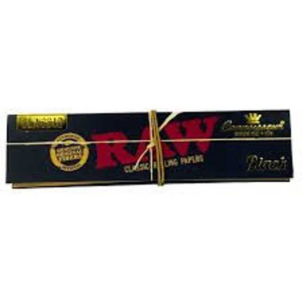 RAW CONNOISSEUR BLACK KING SIZE SLIM CLASSIC ROLLING PAPERS + TIPS