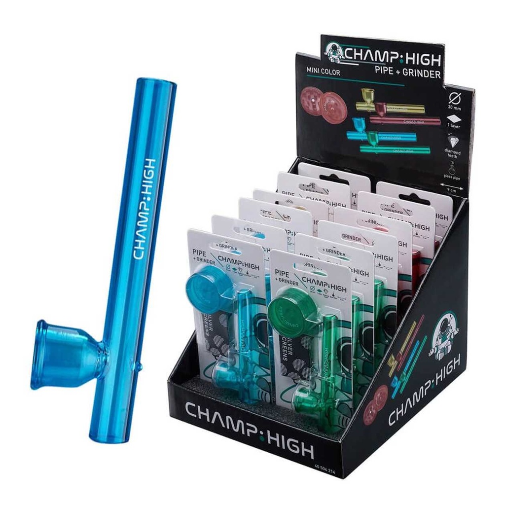 Champ High Glass Pipe with Grinder and Screens