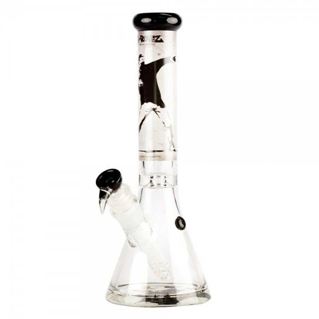 G-ROLLZ |BANSKY'S GRAFFITI 'FLOWER THROWER' GLASS BONG WHITE (G-ROLLZ)
